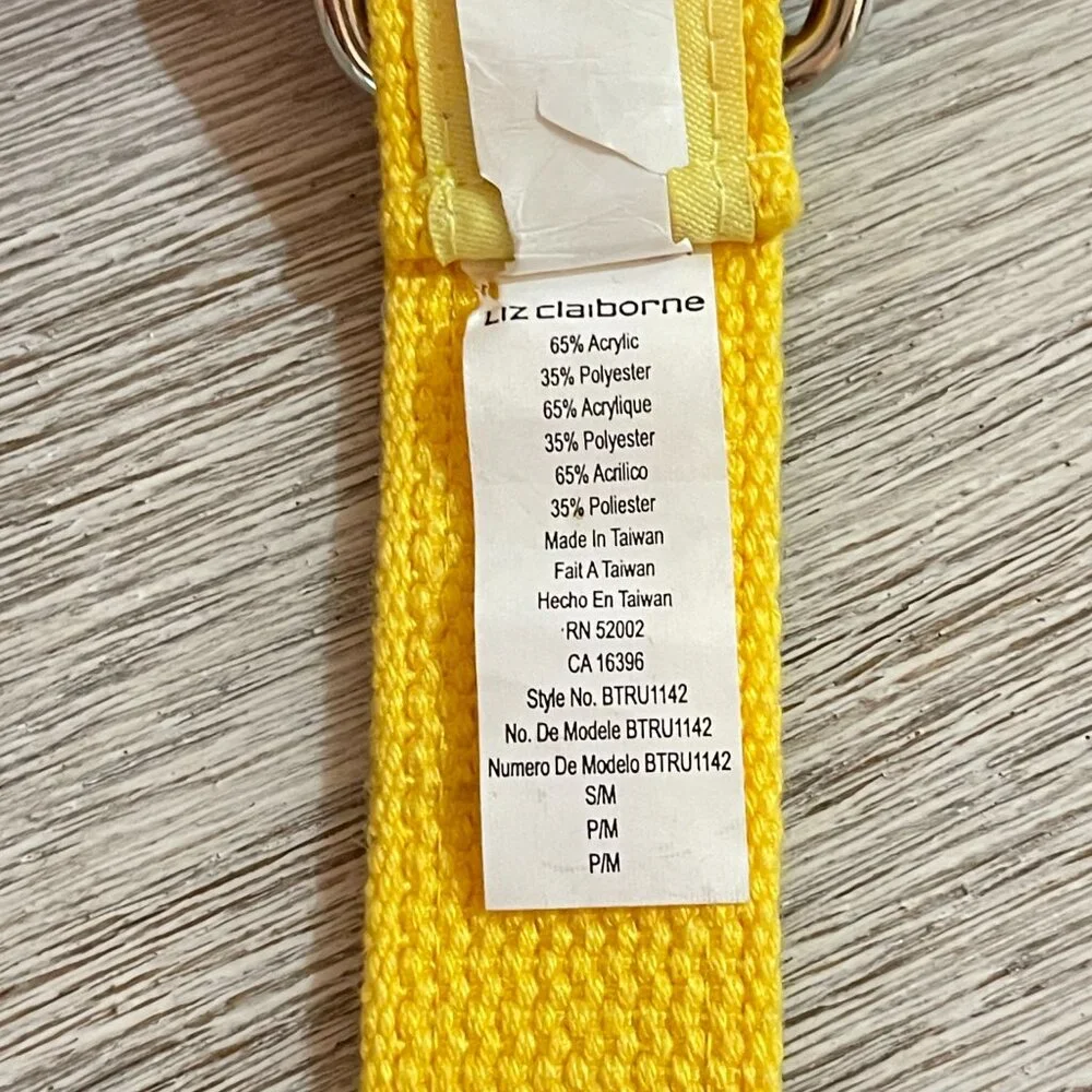 Liz Claiborne Belt Yellow Sandals Shoes Cloth Silver Loop Buckle Small Medium